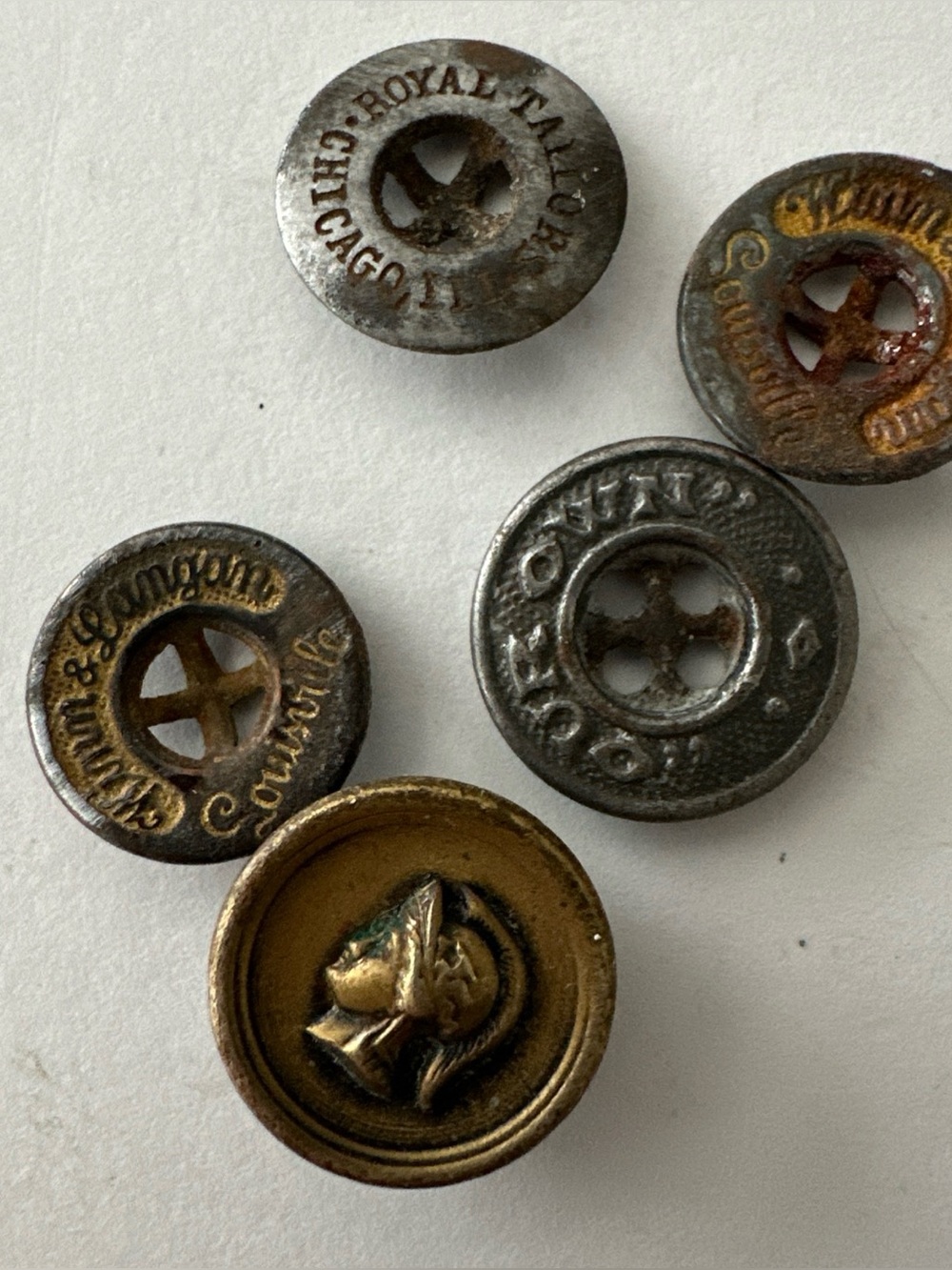 Vintage Roman Soldier Button & CHICAGO LOUISVILLE Metal G